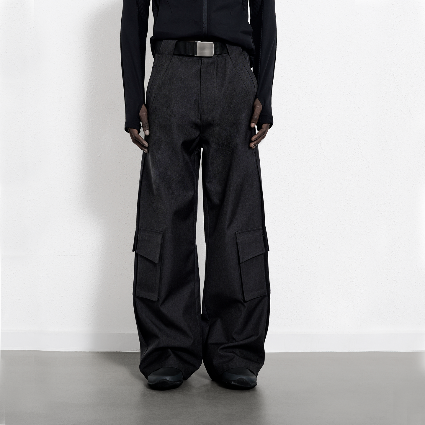 Black Cargo Denim Pants