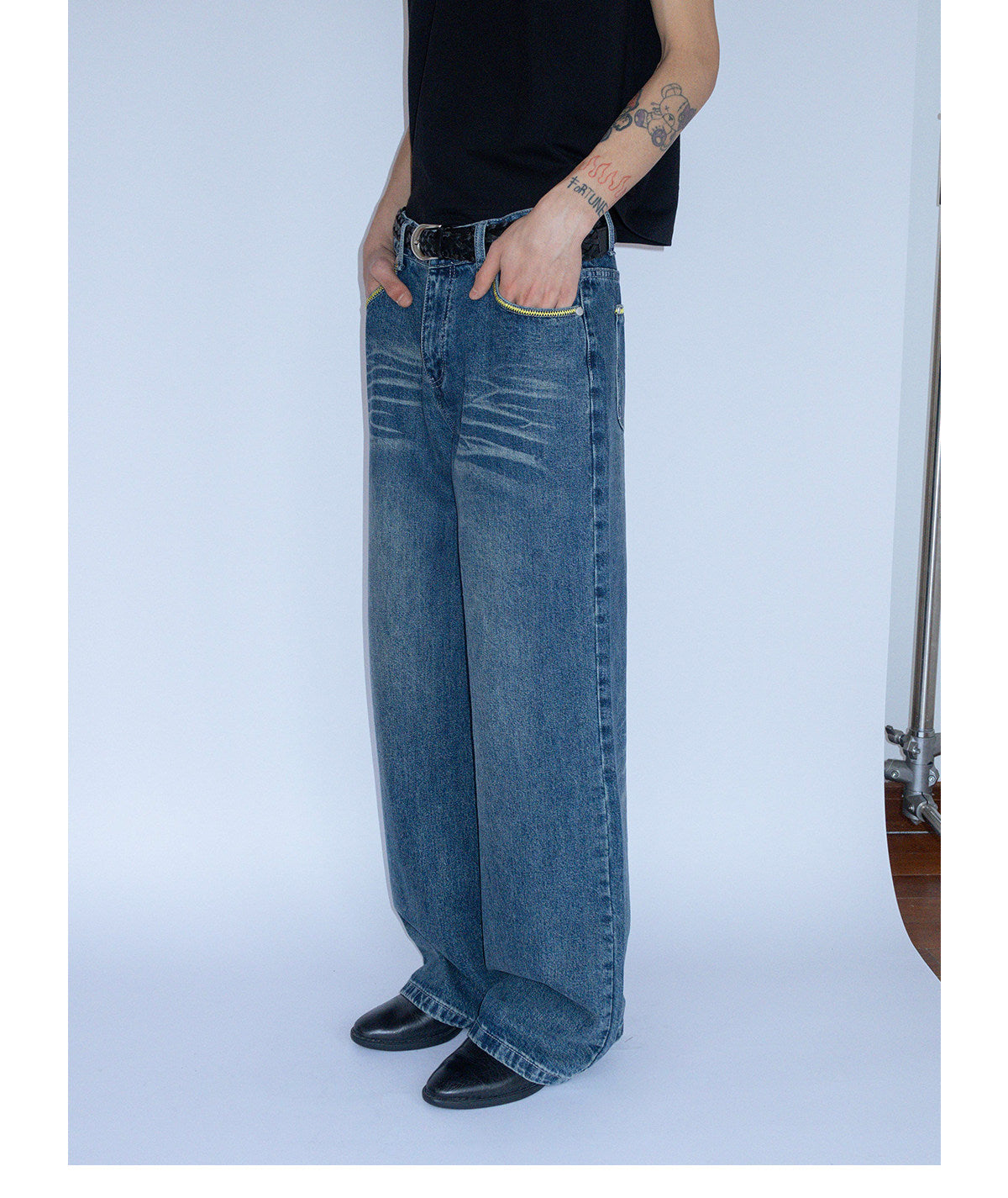 "Yellow" Blue denim Jeans