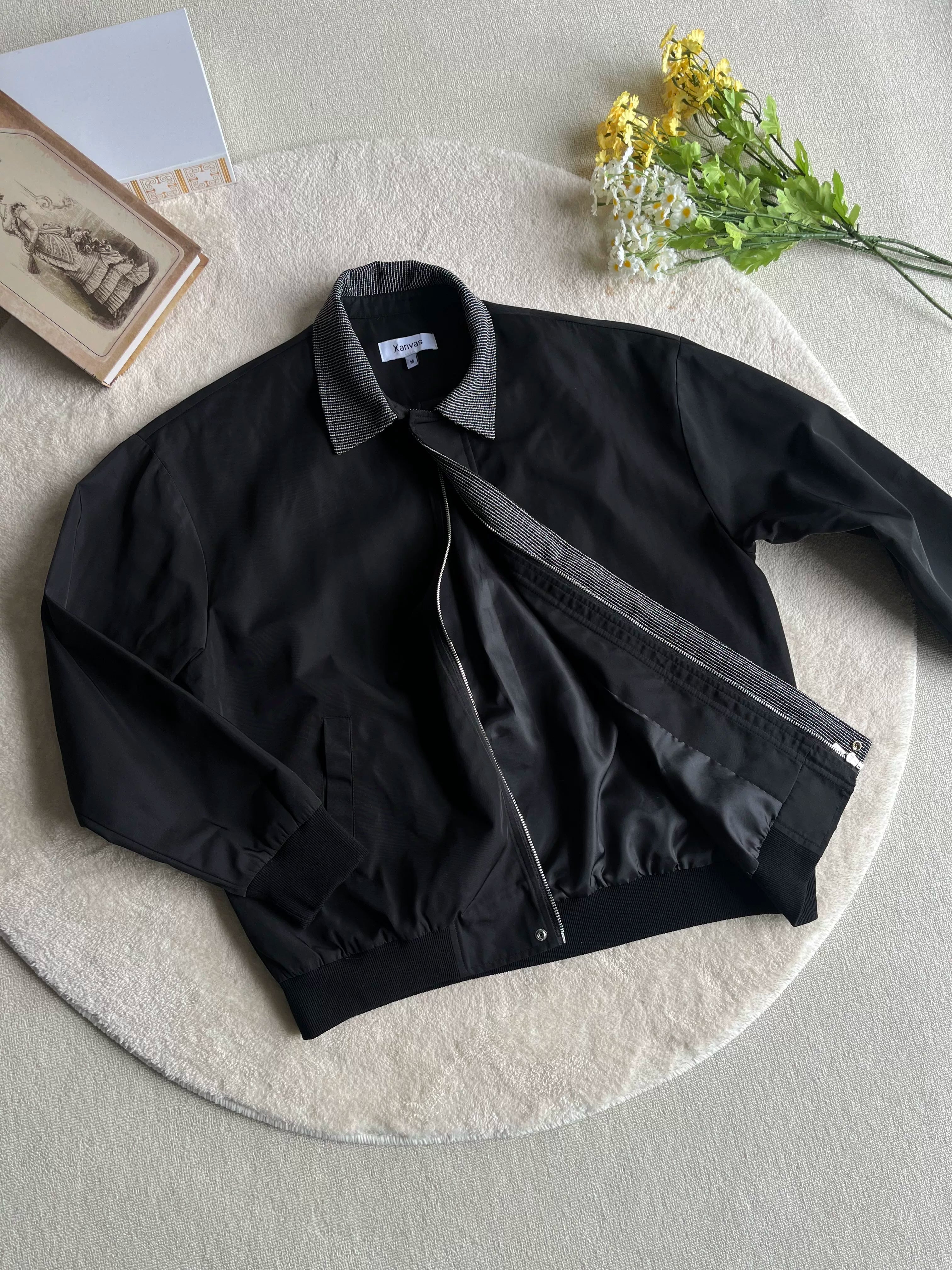 Tow Tone Black polo Jacket