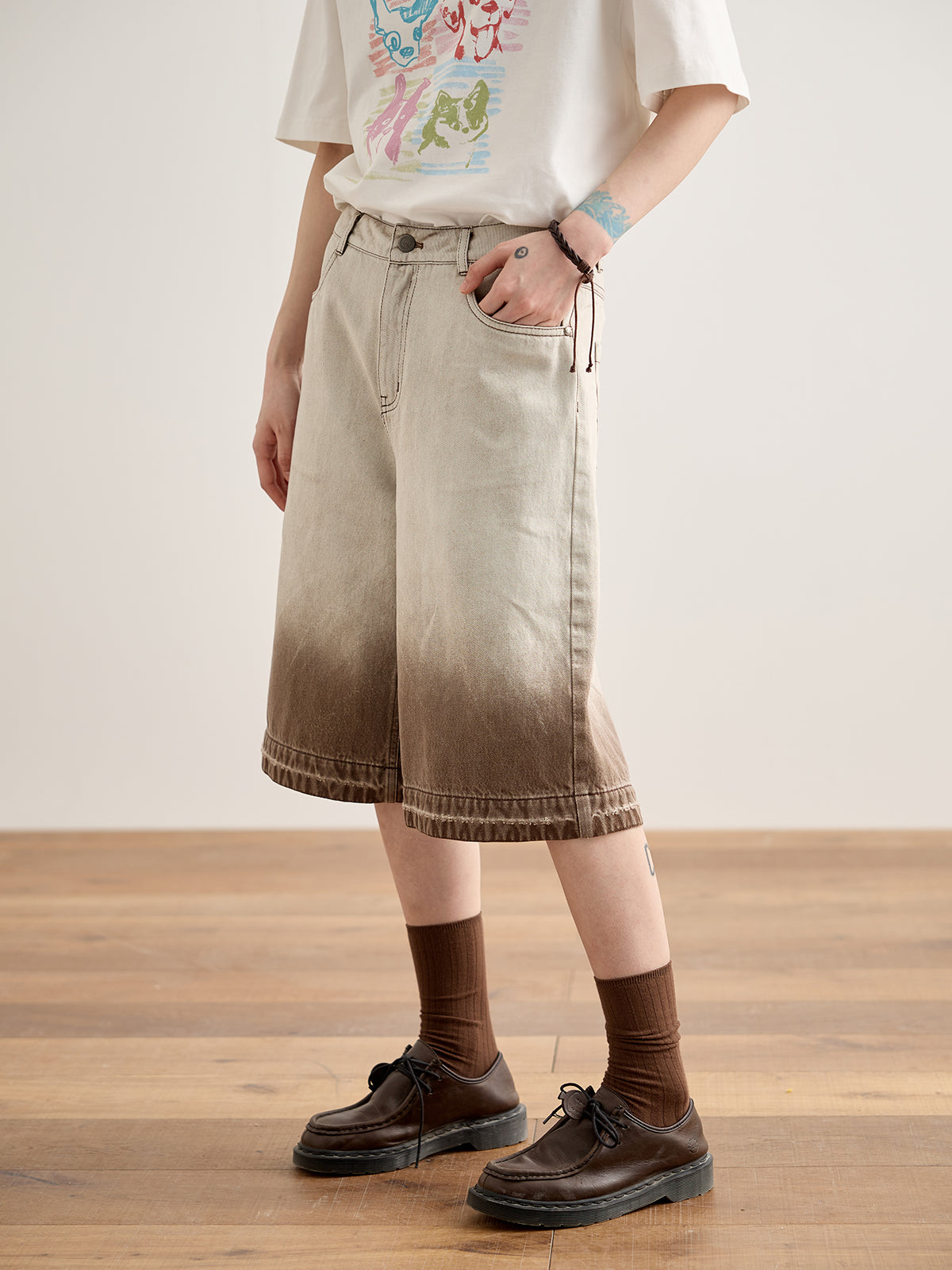 Half&Half Loose Denim Shorts