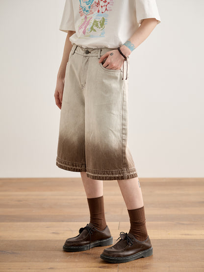 Half&Half Loose Denim Shorts