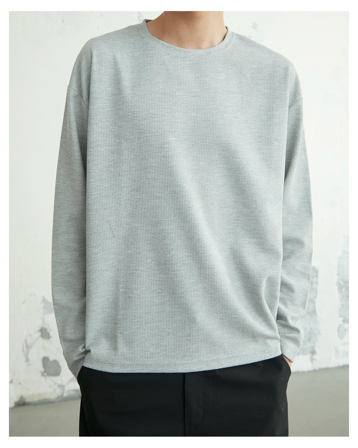 Waffle Knit Heavyweight Long Sleeve Tee