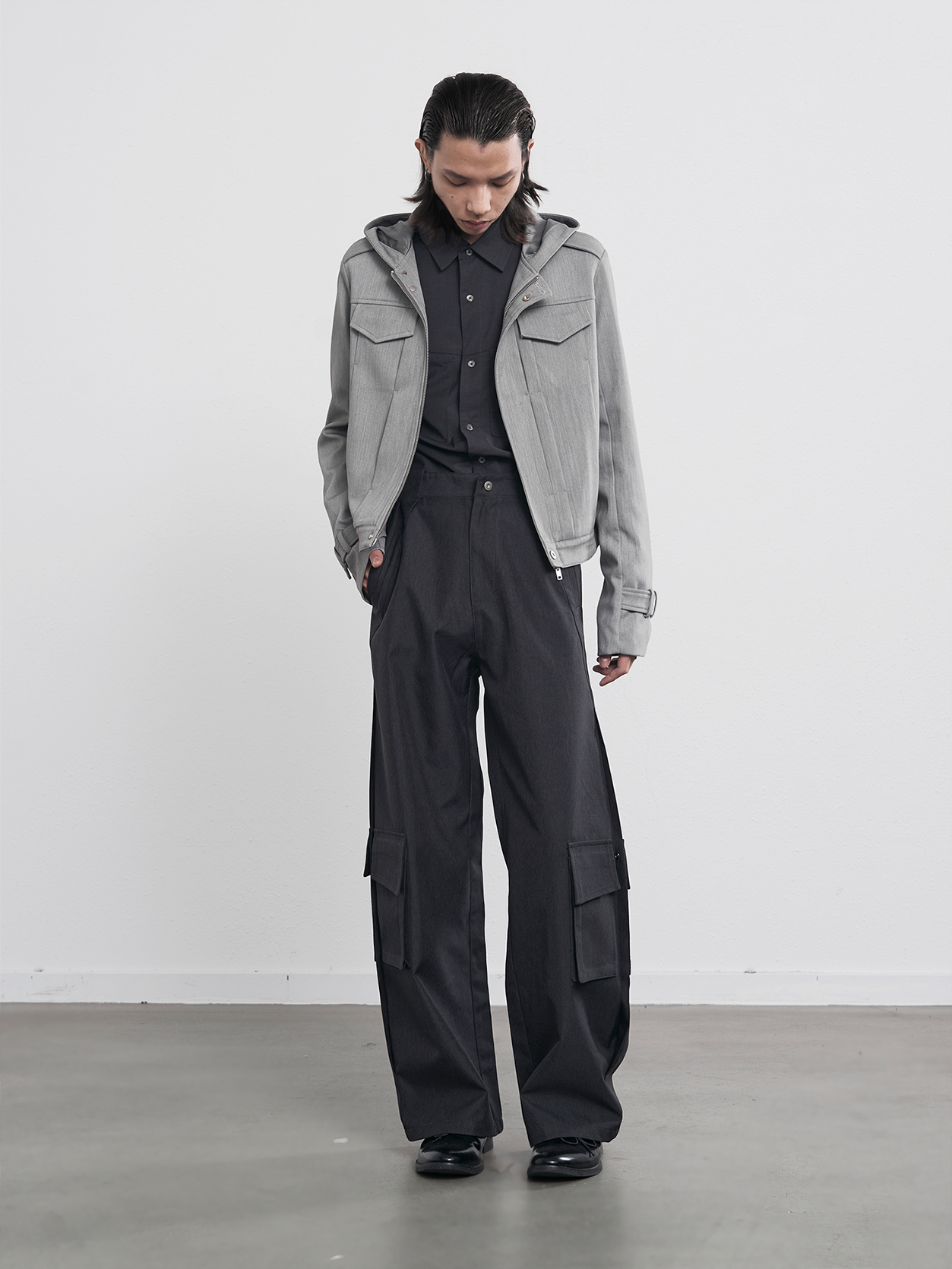 Rock Grey Hooded Blazer Jacket