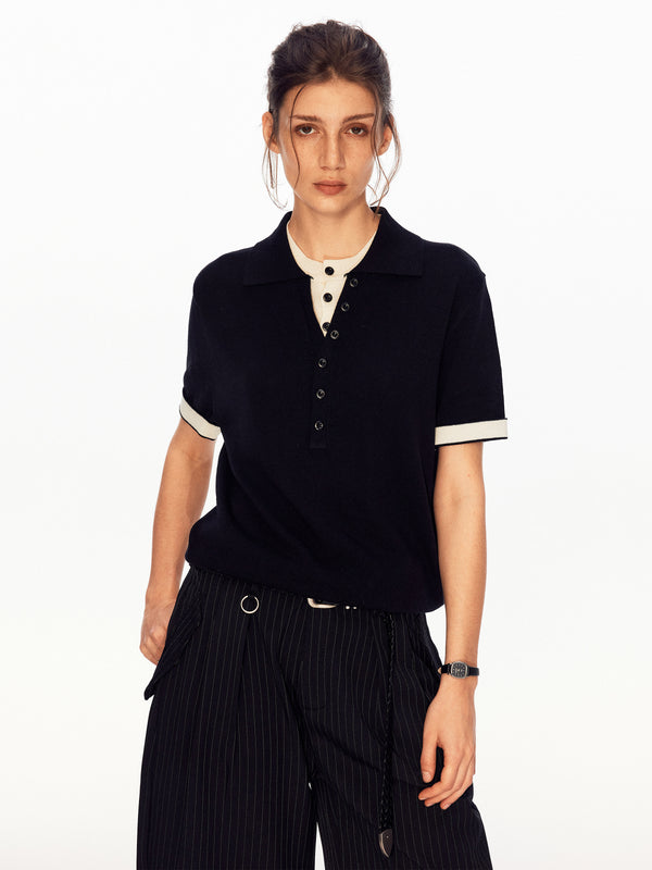 “BLACK COLLAR” TWO-PIECE KNIT POLO