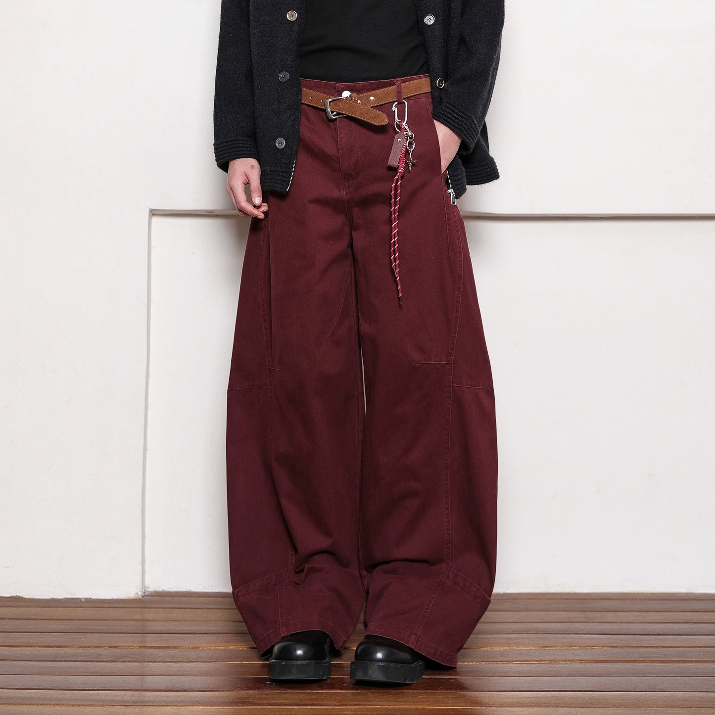 Wine Red Baggy Pants