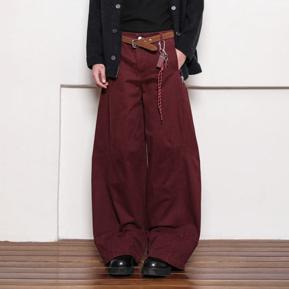 Wine Red Baggy Pants