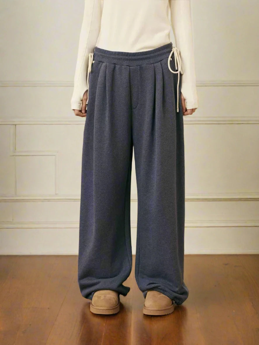Drawcord Pleated Heavy Cotton Trousers