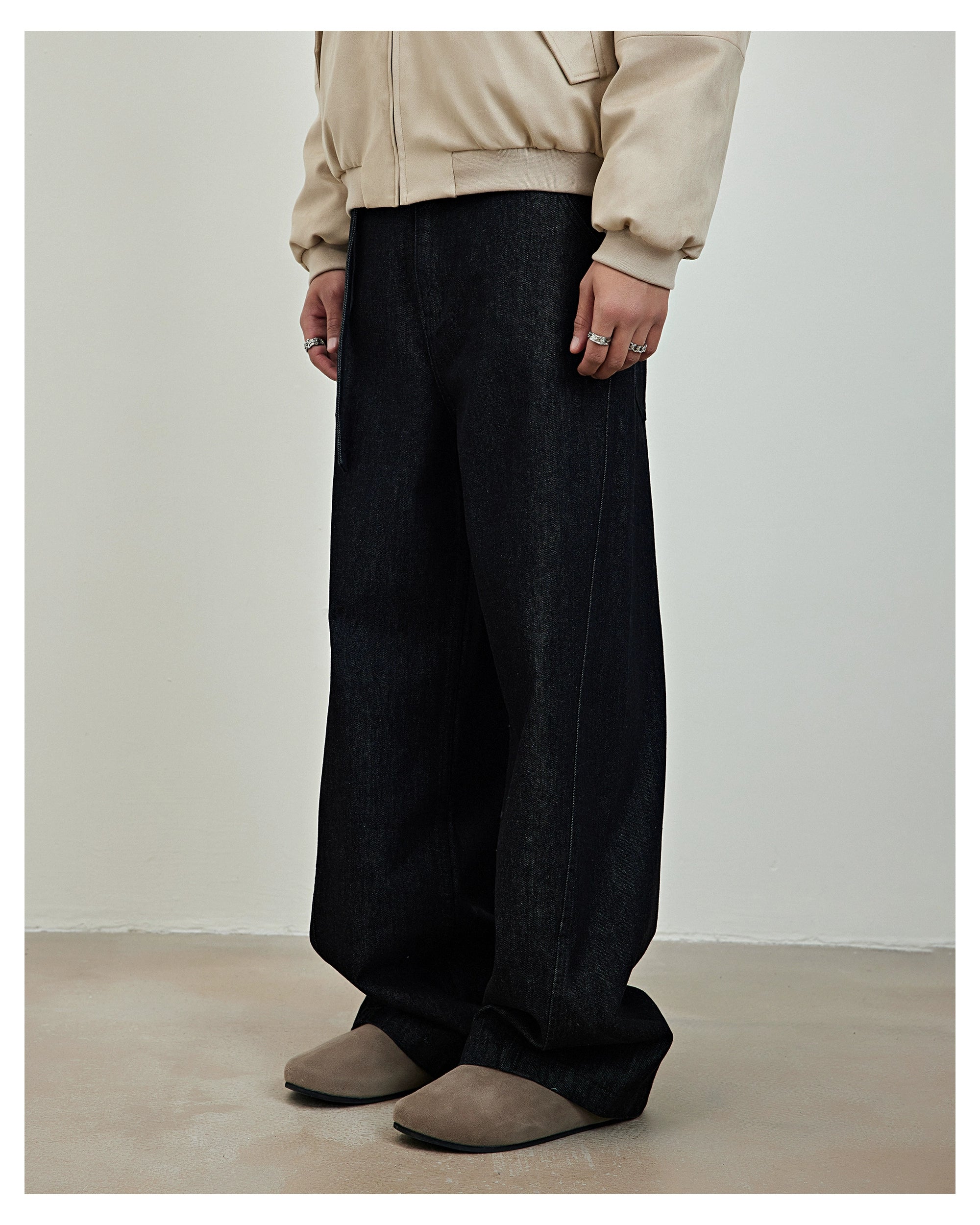 Raw Edge A-Line Denim Trousers