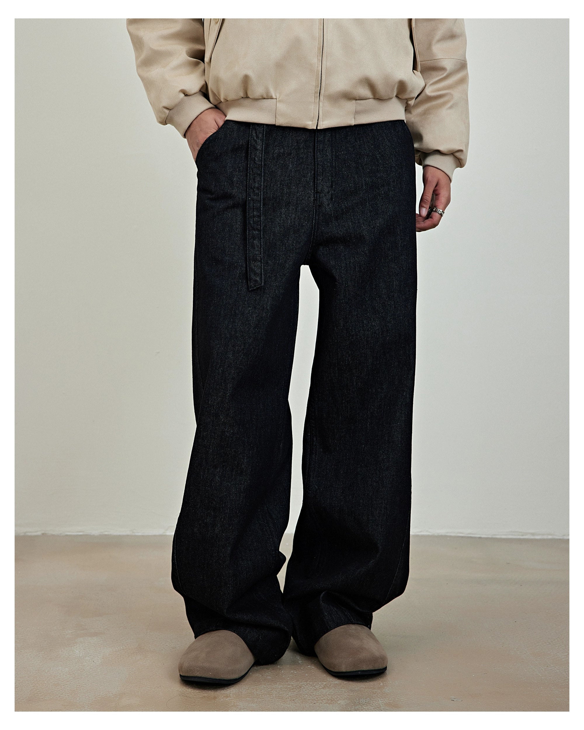 Raw Edge A-Line Denim Trousers