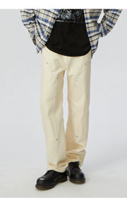 Solid Tone Relaxed Fit Trousers