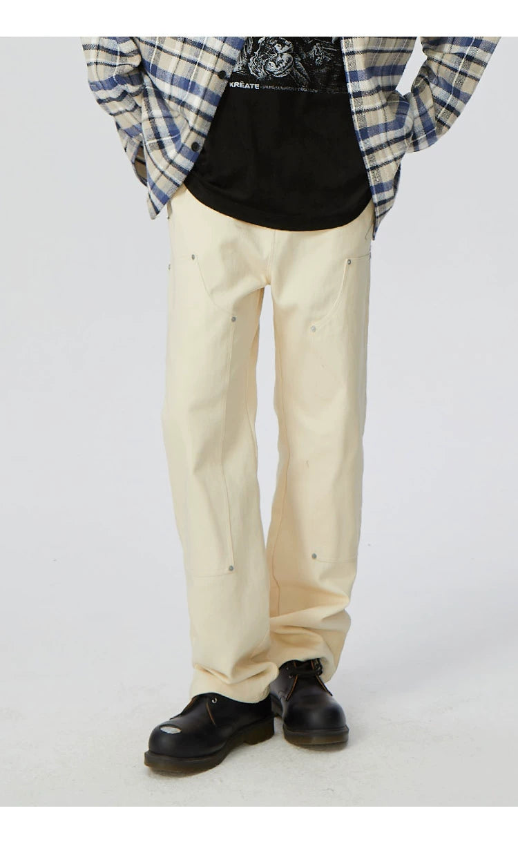 Solid Tone Relaxed Fit Trousers
