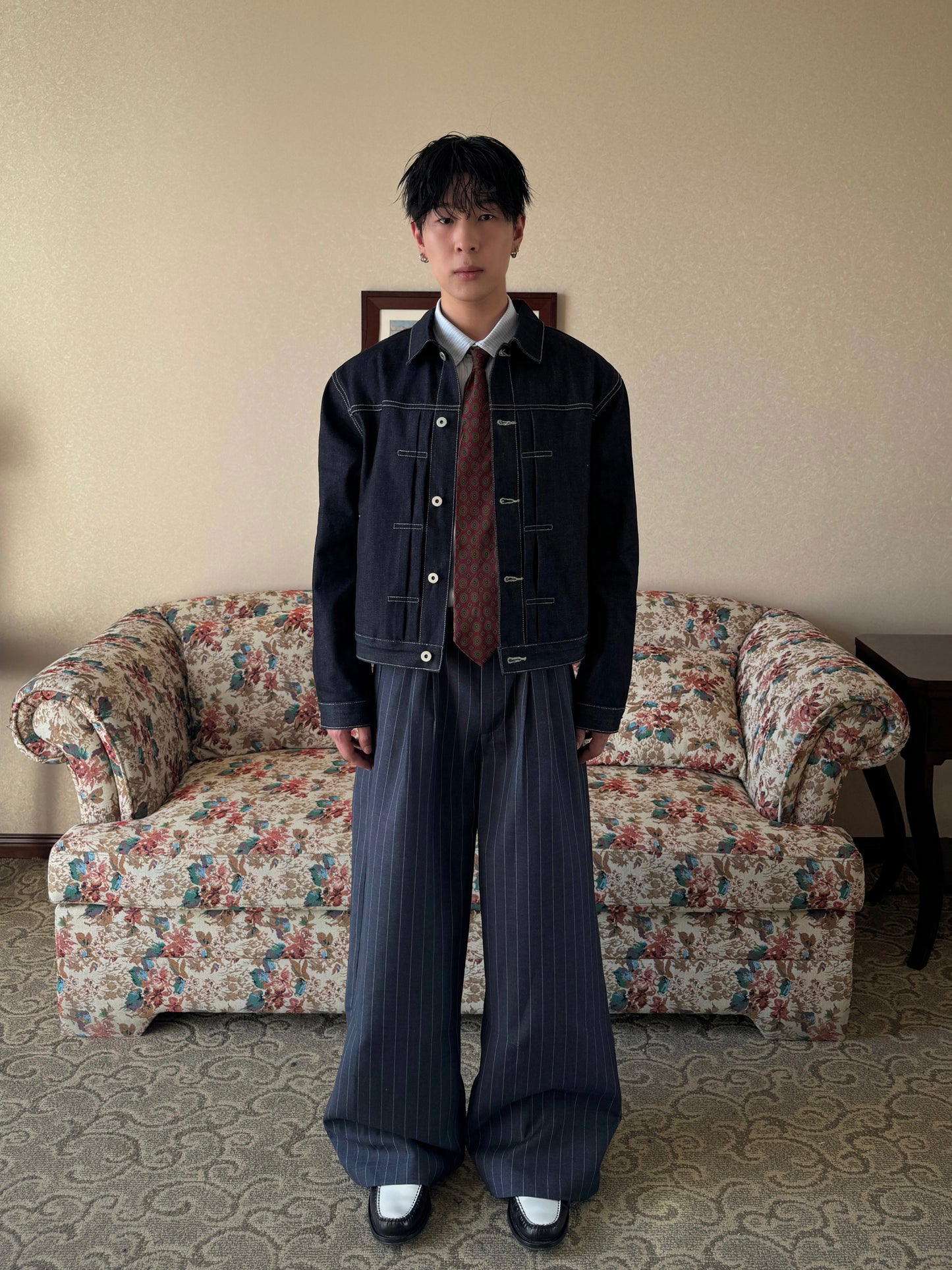 Black & Blue Boxy Denim Jacket
