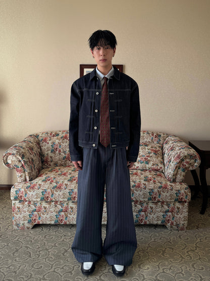 Black & Blue Boxy Denim Jacket