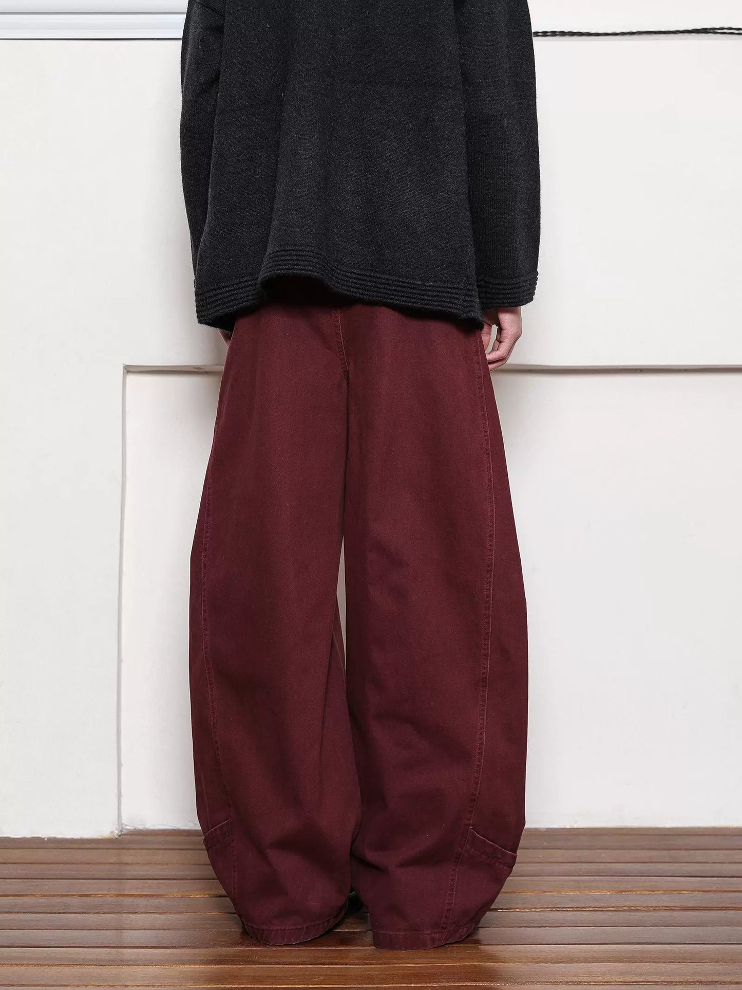 Wine Red Baggy Pants