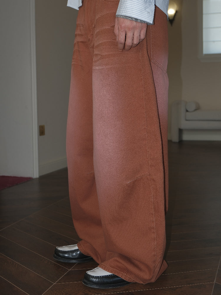 Brick Red Baggy Jeans