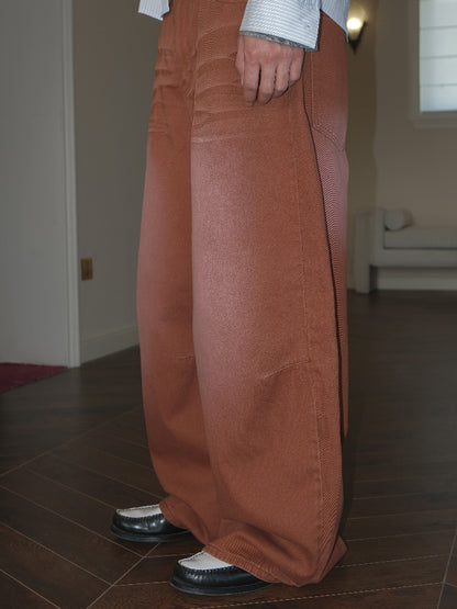 Brick Red Baggy Jeans