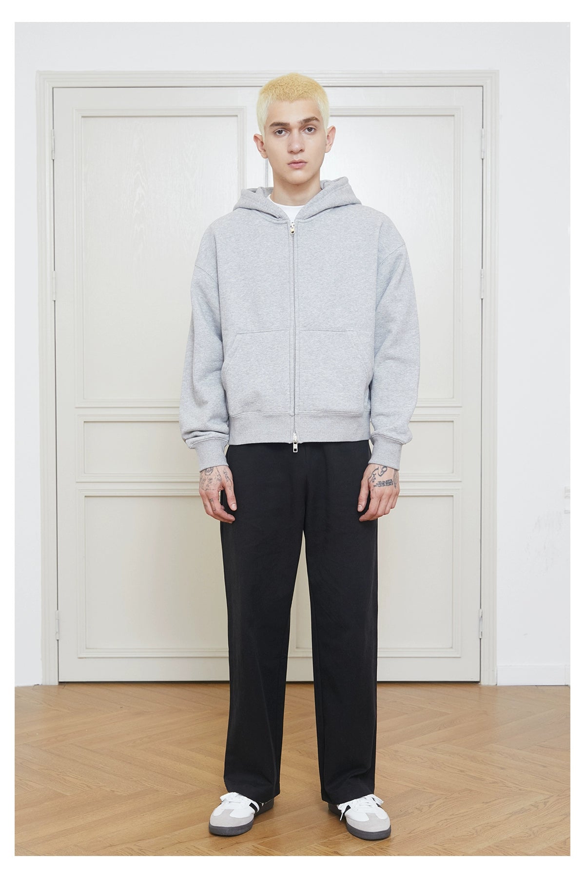 Refined Silk-Cotton Straight Pants