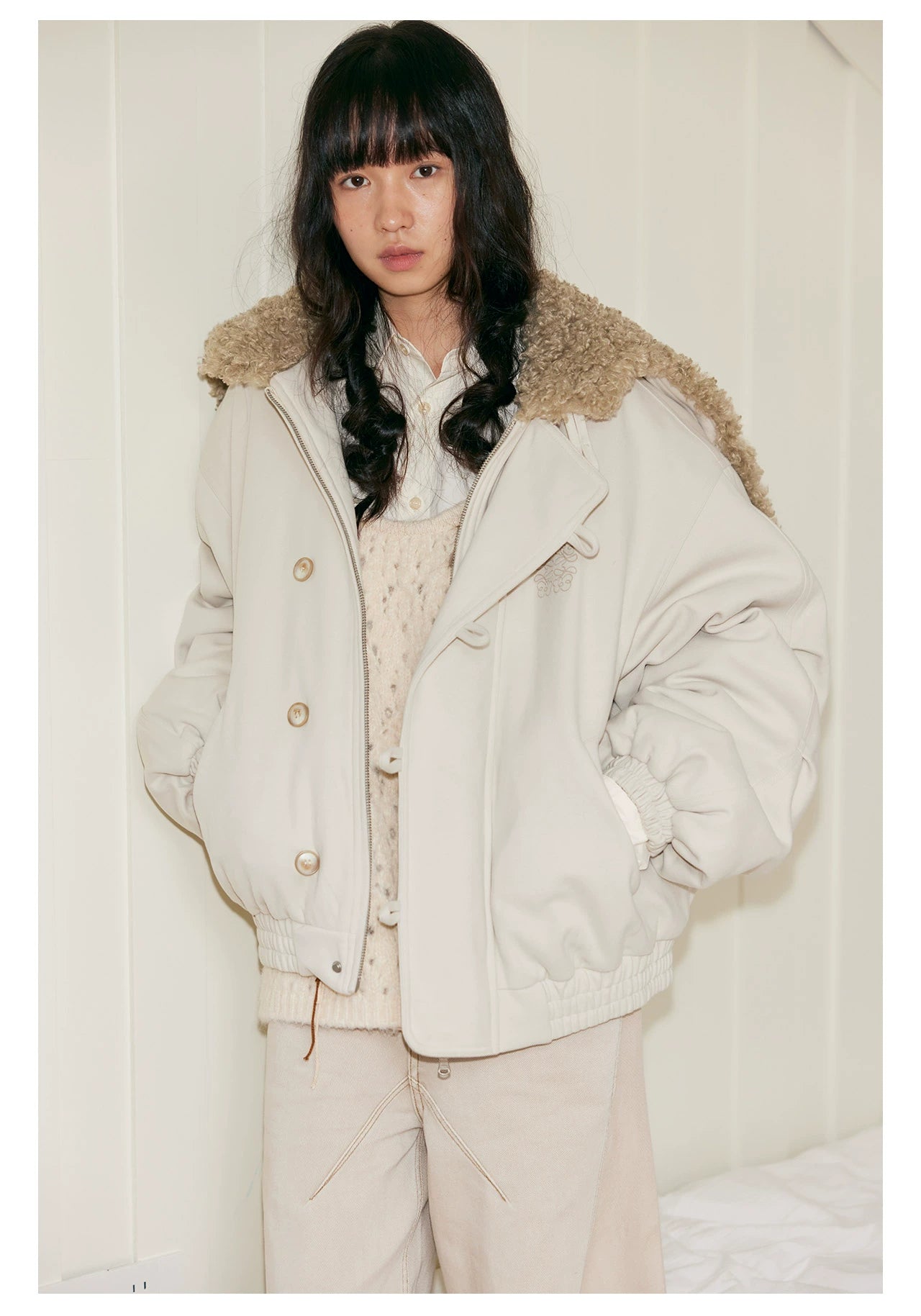 Insulated Faux-Shearling Hooded Jacket