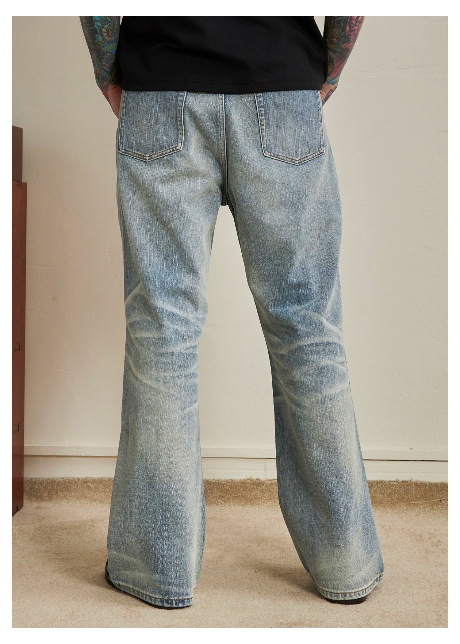 Washed A-Line Straight Denim