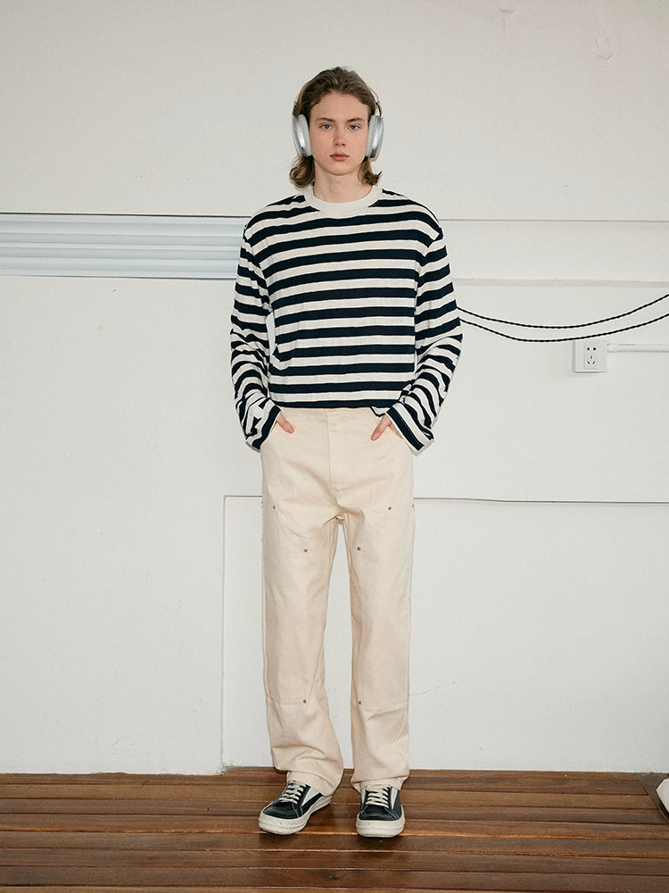 Solid Tone Relaxed Fit Trousers