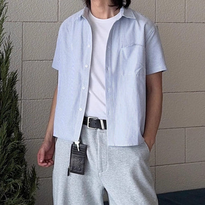 Upside Down Pocket Striped Shirt