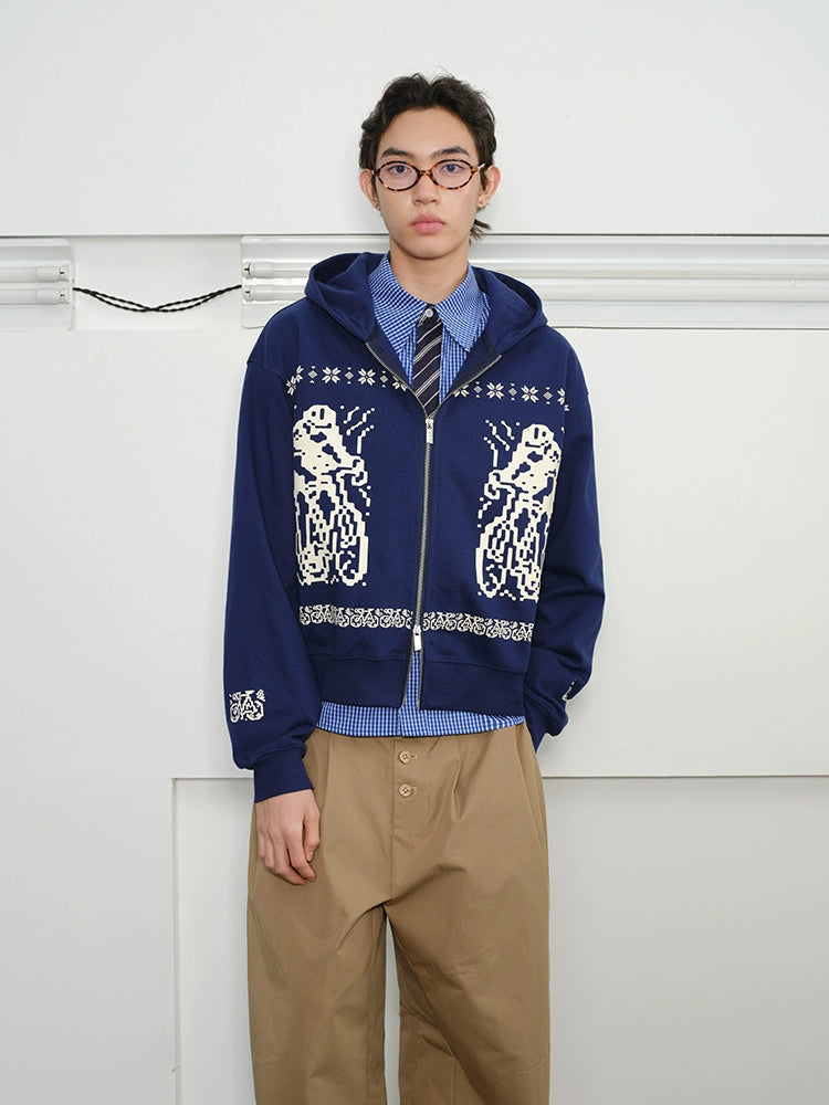 Fair Island hooded zip-up sweatshirt