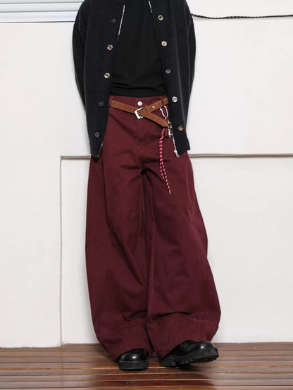 Wine Red Baggy Pants